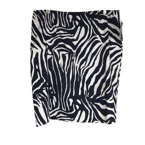 JONESWEAR Stretch Zebra Print Pencil Skirt Navy White Size 14